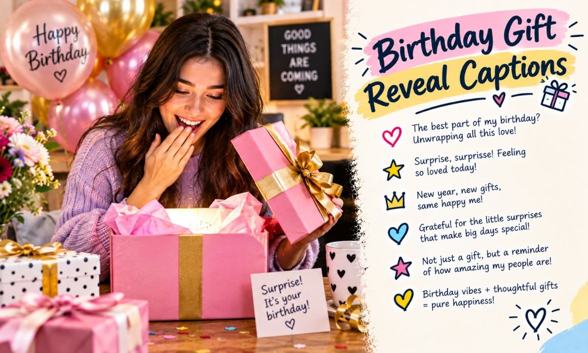 Birthday Gift Reveal Captions